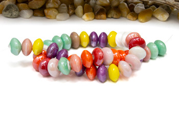 Porcelain Polished 12x6.5mm Multi Colored Rondelle - 2mm Hole