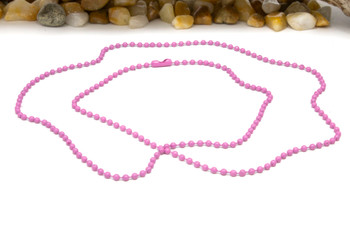 Enamel Plated Iron 2mm Pink Ball Chain - 26.5" Necklace