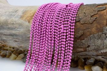 Enamel Plated Iron 2mm Pink Ball Chain - 26.5" Necklace