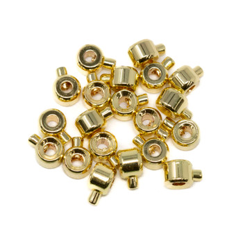 18kt Gold Plated 3mm Cilinder Lollipop Push Pin Crimps - 20 Pieces