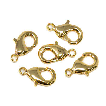 18kt Gold Plated 12x7mm Lobster Clasp - Long Lasting - 5 Pieces