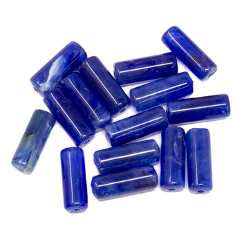 Imitation Gemstone 20x8mm Acrylic Lapis Blue Tube - 2mm Hole - 15 Beads