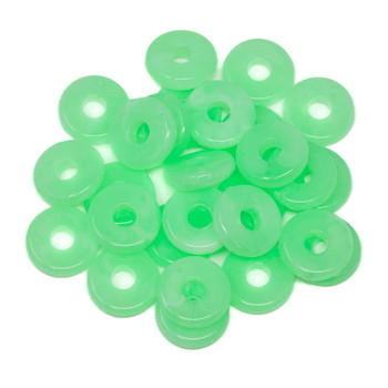 Imitation Gemstone 4x15mm Acrylic Neon Lime Disc - 5mm Hole - 30 Beads