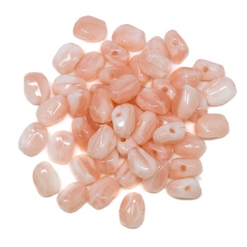 Imitation Gemstone 9x7mm Acrylic Opaque Pink Marble Nugget - 1.5mm Hole - 50 Beads