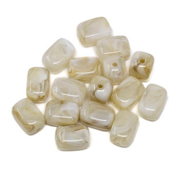 Imitation Gemstone 12x8mm Acrylic Ivory Marble Cuboid - 1.5mm Hole - 16 Beads
