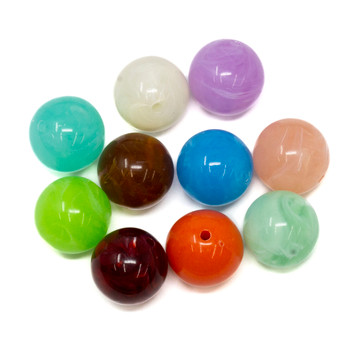 Imitation Gemstone 16mm Acrylic Random Mix Polished Round - 2mm Hole - 10 Beads