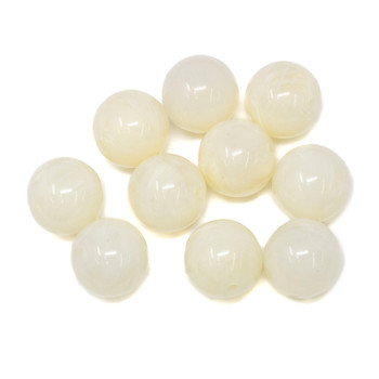Imitation Gemstone 16mm Acrylic Ivory Polished Round - 2mm Hole - 10 Beads