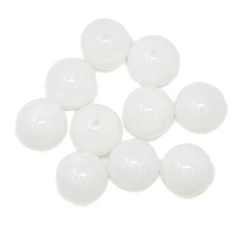 Imitation Gemstone 16mm Acrylic White Polished Round - 2mm Hole - 10 Beads