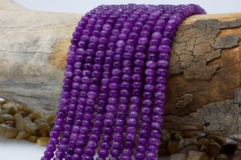 Jade Polished 4x6mm Smooth Rondelle - Dyed Dark Orchid