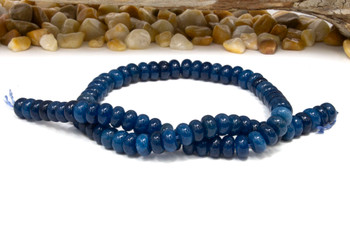 Jade Polished 5x8mm Smooth Rondelle - Dyed Dark Blue Teal Mix