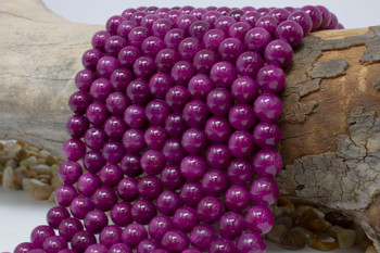 Natural Jade Polished 10mm Dyed Magenta Round