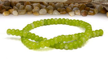 Jade Polished 5x8mm Smooth Rondelle - Dyed Lime