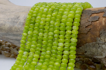 Jade Polished 5x8mm Smooth Rondelle - Dyed Lime