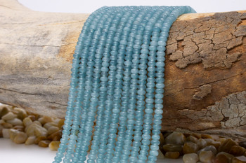 Jade Polished 2x4mm Smooth Rondelle - Dyed Medium Teal