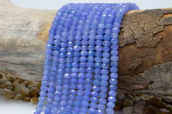 Jade Polished 4x6mm Faceted Rondelle - Dyed Denim Blue Mix