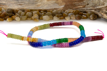 Jade Polished 2x6mm Smooth Rondelle - Dyed Dark Banded Mix