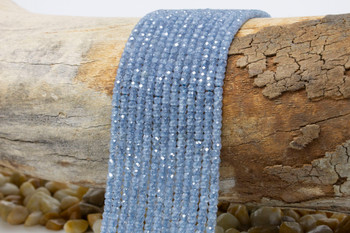 Zircon Crystal AA Grade Polished Light Denim Blue 2x3mm Faceted Rondelle