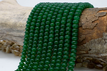 Jade Polished 5x8mm Smooth Rondelle - Dyed Dark Olive
