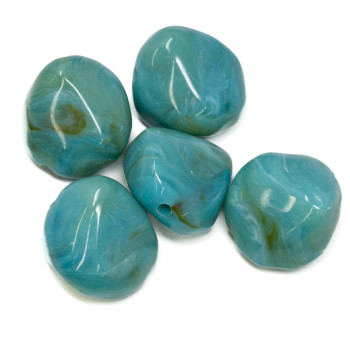 Imitation Gemstone 25x24mm Acrylic Turquoise Nugget  - 3mm Hole - 5 Beads