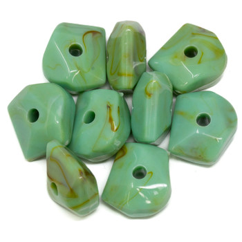 Imitation Gemstone 20-24mm Acrylic Opaque Turquoise Faceted Nugget  - 4mm Hole - 9 Beads