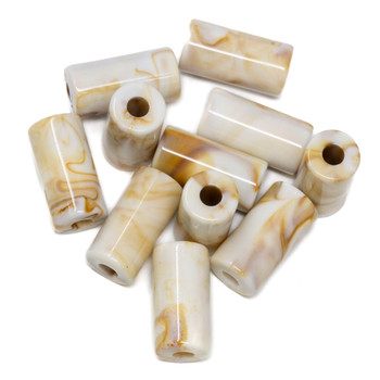 Imitation Gemstone 22x11mm Acrylic Opaque Marble Tube  - 4.5mm Hole - 10 Beads