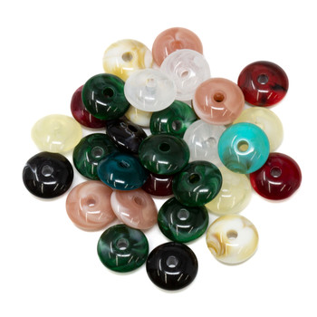 Imitation Gemstone 6x14mm Acrylic Varied Mix Rondelle  - 2.5mm Hole - 30 Beads