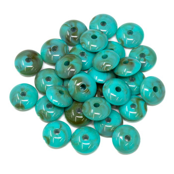 Imitation Gemstone 6x14mm Acrylic Turquoise Rondelle  - 2.5mm Hole - 30 Beads