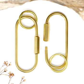 Unlplated Brass 60x25mm Carabiner Clasp with 20mm Split Key Ring