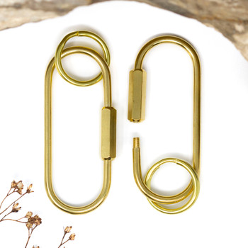 Unlplated Brass 60x25mm Carabiner Clasp with 20mm Split Key Ring
