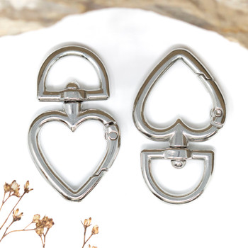 Silver Plated 41x27mm Heart Swivel Clasp