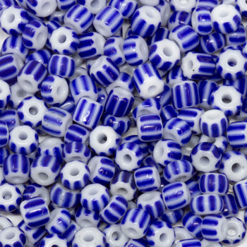 Size 6 Czech Seed Beads -- Blue & White