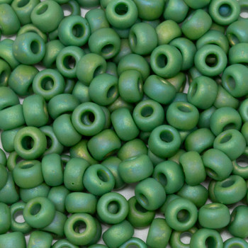 Size 5 Miyuki Seed Beads -- Opaque Green AB Matte