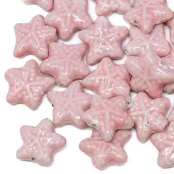 Ceramic Approx. 19x20mm Pearl Pink Starfish Bead - 2mm Hole