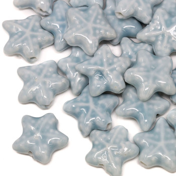 Ceramic Approx. 19x20mm Light Blue Starfish Bead - 2mm Hole