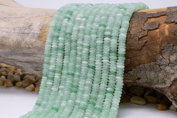 Jade Polished 2x6mm Smooth Rondelle - Dyed Spearmint Mix