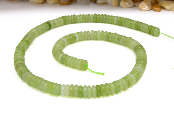 Jade Polished 2x6mm Smooth Rondelle - Dyed Light Olivine