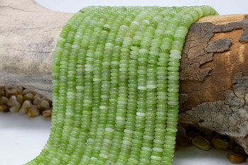 Jade Polished 2x6mm Smooth Rondelle - Dyed Light Olivine