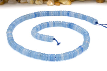 Jade Polished 2x6mm Smooth Rondelle - Dyed Sky Blue Mix