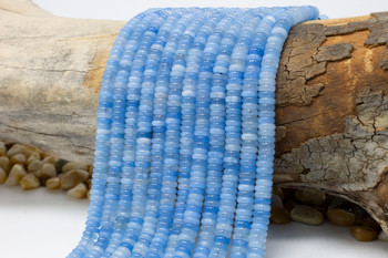 Jade Polished 2x6mm Smooth Rondelle - Dyed Sky Blue Mix