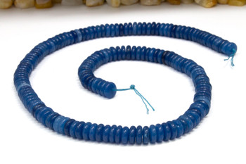 Jade Polished 2x6mm Smooth Rondelle - Dyed Dark Blue Teal