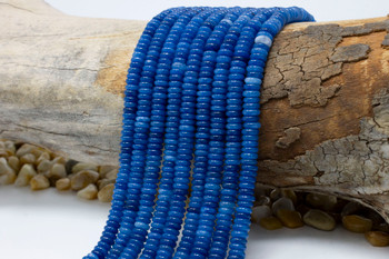 Jade Polished 2x6mm Smooth Rondelle - Dyed Dark Blue Teal