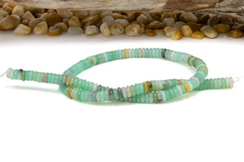 Jade Polished 2x6mm Smooth Rondelle - Dyed Aqua Mix