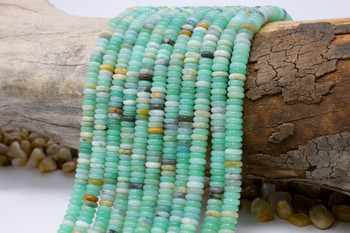 Jade Polished 2x6mm Smooth Rondelle - Dyed Aqua Mix