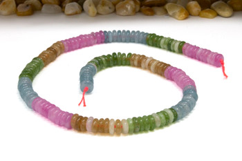 Jade Polished 2x6mm Smooth Rondelle - Dyed Honey Berry Banded
