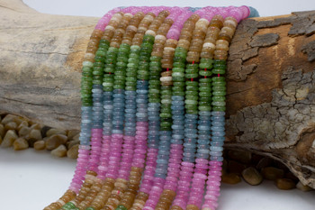Jade Polished 2x6mm Smooth Rondelle - Dyed Honey Berry Banded