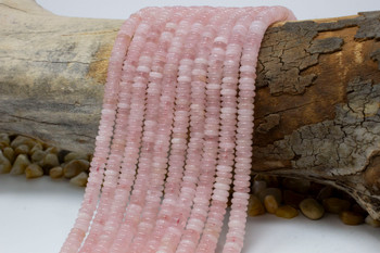 Jade Polished 2x6mm Smooth Rondelle - Dyed Soft Pink