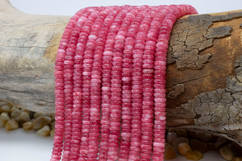 Jade Polished 2x6mm Smooth Rondelle - Dyed Cranberry