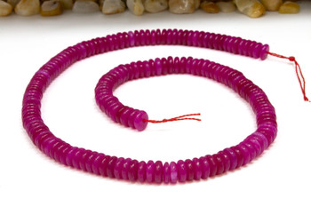 Jade Polished 2x6mm Smooth Rondelle - Dyed Fuschia