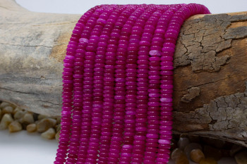 Jade Polished 2x6mm Smooth Rondelle - Dyed Fuschia