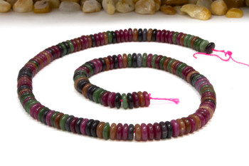 Jade Polished 2x6mm Smooth Rondelle - Dyed Dark Tourmaline Colored